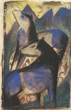 Franz Marc Two Blue Horses (mk34) china oil painting image
